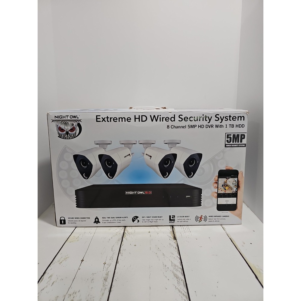 Night Owl 8 Channel 4K 1TB DVR with 4 Wired Cameras Security Surveillance System